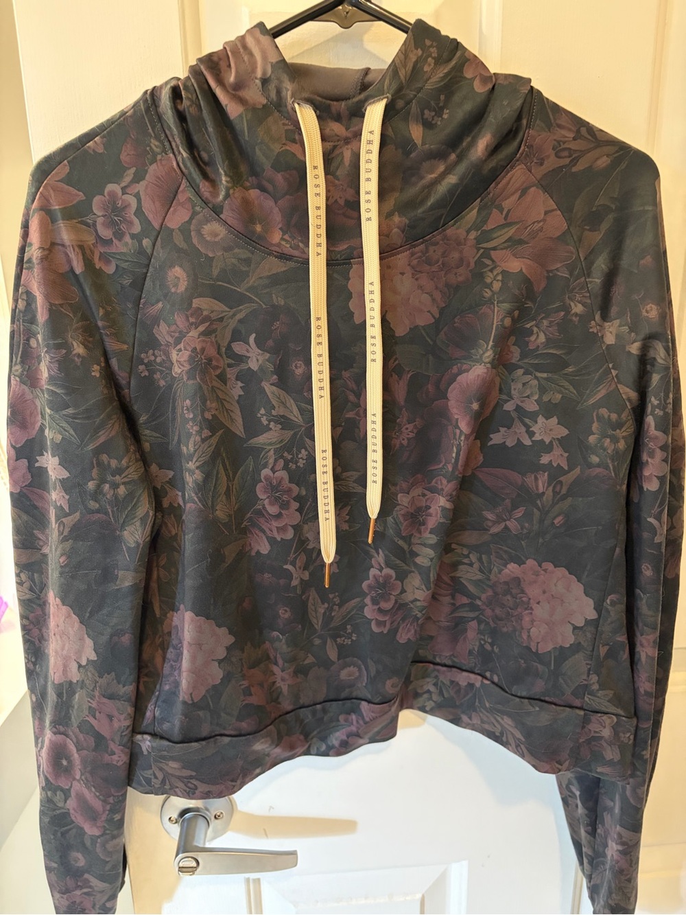 Floral Cowl-Neck Pullover Sweater in Plum